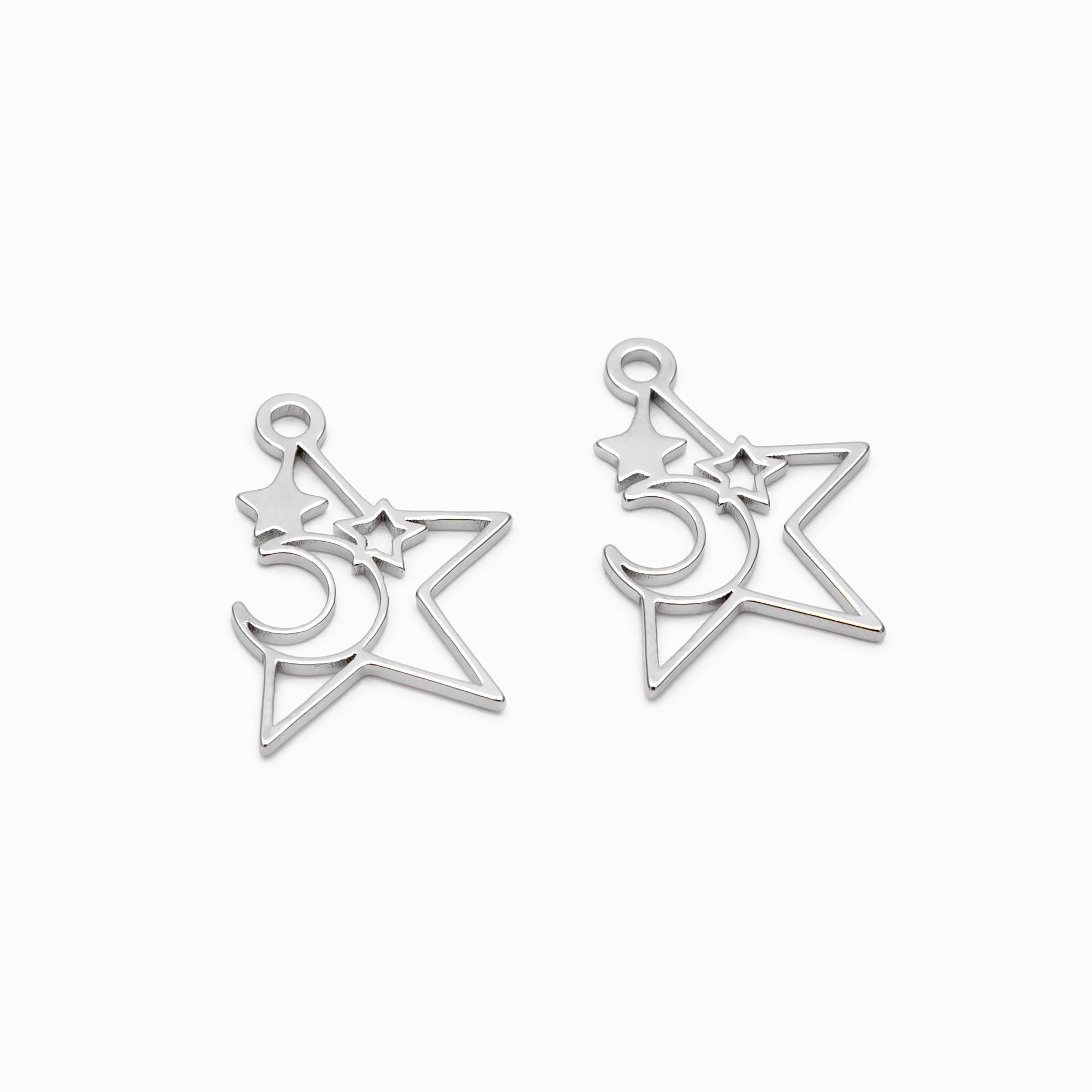 10pcs Gold/ Silver Star Charm, Earring Findings, Jewelry Making, Diy Material, Jewelry Supplies (GB-2291)